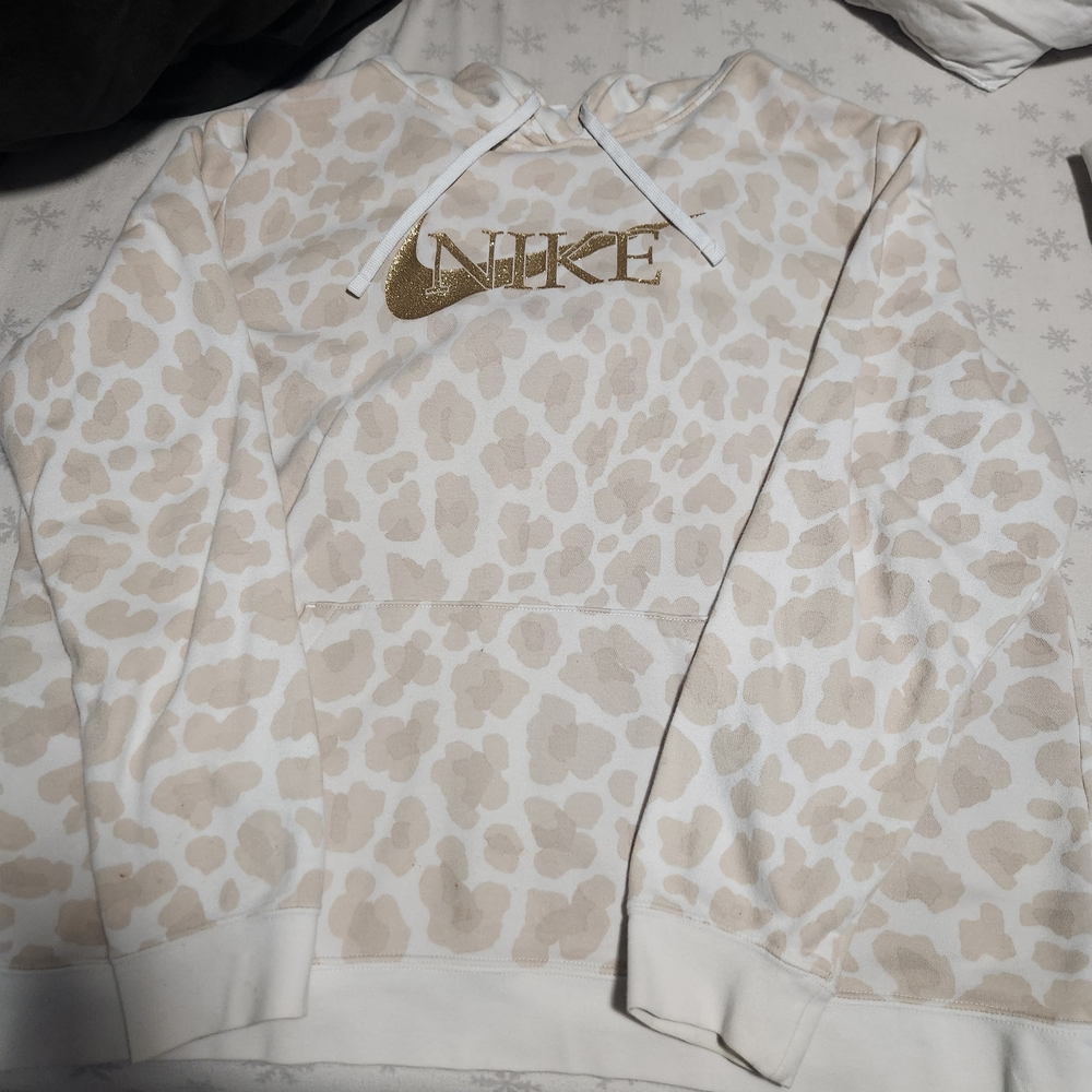 Nike Cream and Gold Patterned Hoodie